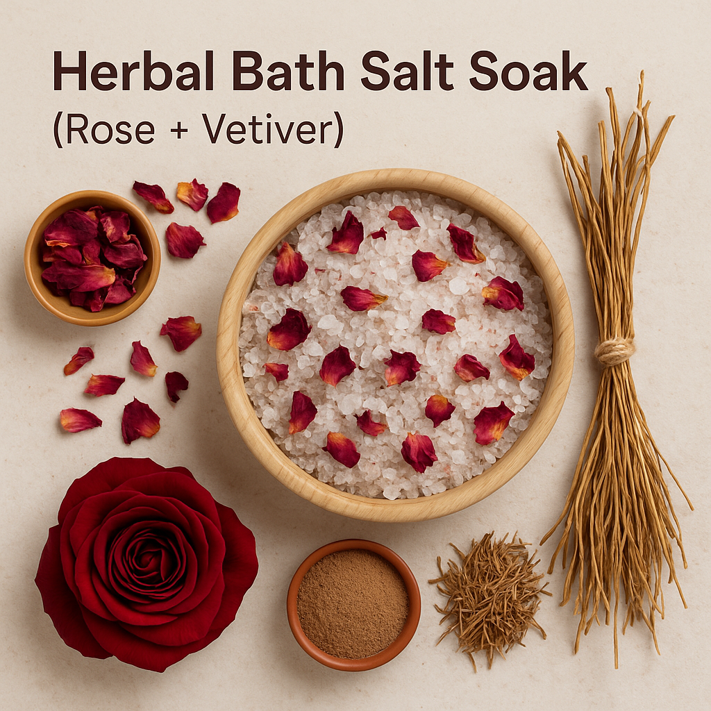 Herbal Bath Salt Soak (Rose + Vetiver)